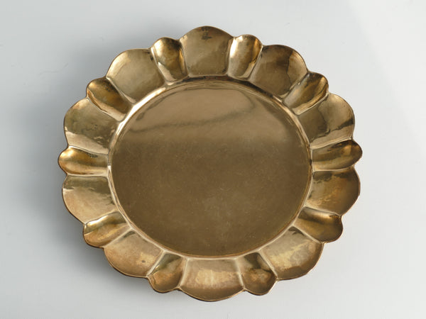 Art Deco Round Brass Tray by Firma Lars Holmström, Sweden 1950's