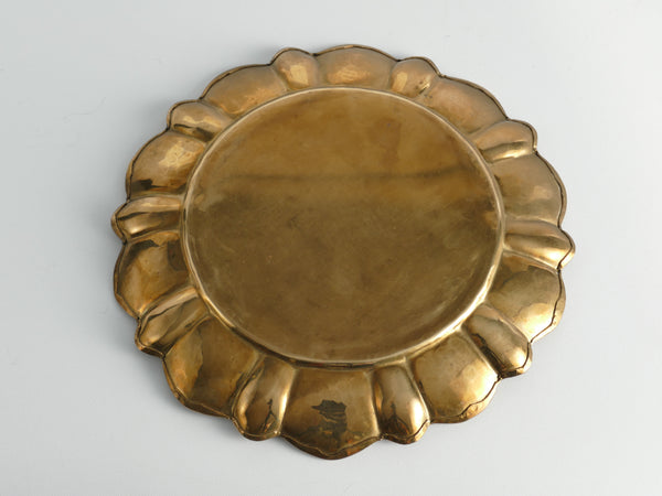 Art Deco Round Brass Tray by Firma Lars Holmström, Sweden 1950's