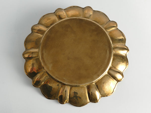 Art Deco Round Brass Tray by Firma Lars Holmström, Sweden 1950's