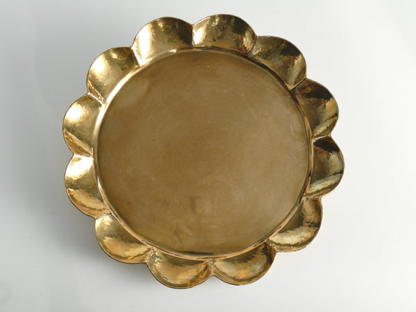 Art Deco Round Brass Tray by Arvid Johansson, Arvika Konstsmide, Sweden