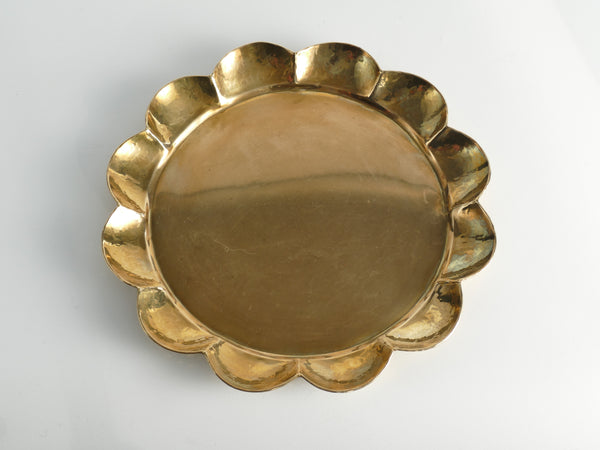 Art Deco Round Brass Tray by Arvid Johansson, Arvika Konstsmide, Sweden