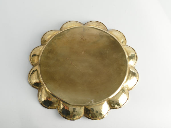 Art Deco Round Brass Tray by Arvid Johansson, Arvika Konstsmide, Sweden