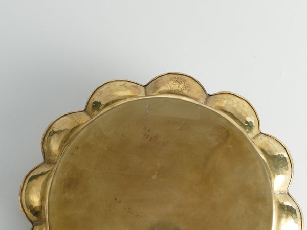 Art Deco Round Brass Tray by Arvid Johansson, Arvika Konstsmide, Sweden