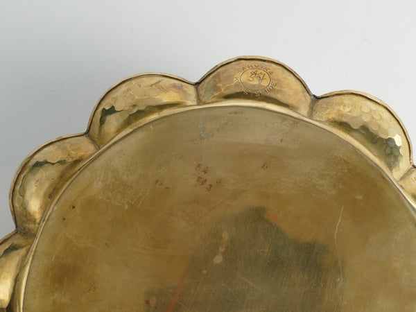 Art Deco Round Brass Tray by Arvid Johansson, Arvika Konstsmide, Sweden