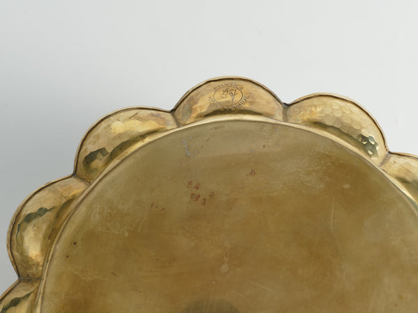 Art Deco Round Brass Tray by Arvid Johansson, Arvika Konstsmide, Sweden