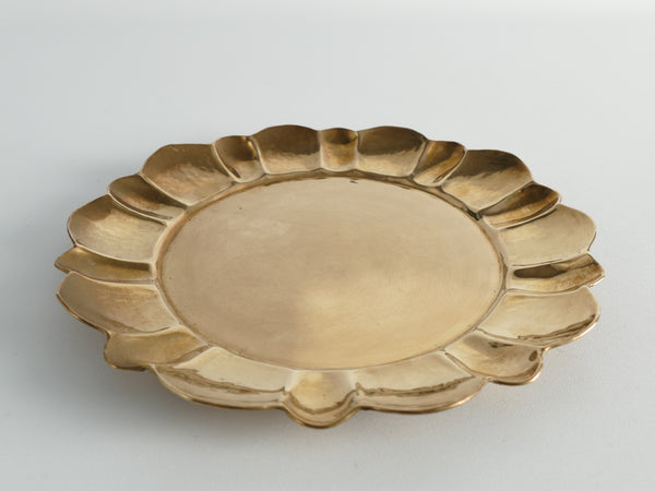 Art Deco Round Brass Tray by Firma Lars Holmström, Sweden 1950's