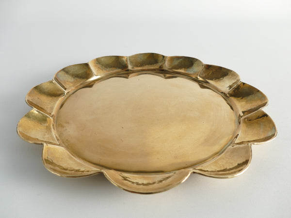 Art Deco Round Brass Tray by Arvid Johansson, Arvika Konstsmide, Sweden