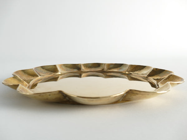 Art Deco Round Brass Tray by Arvid Johansson, Arvika Konstsmide, Sweden