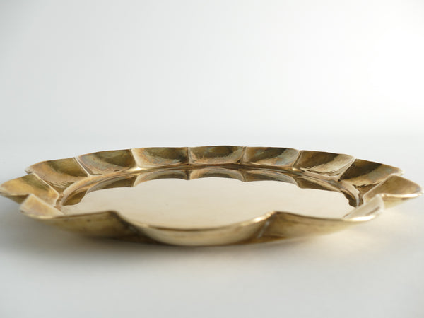 Art Deco Round Brass Tray by Arvid Johansson, Arvika Konstsmide, Sweden