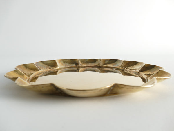 Art Deco Round Brass Tray by Arvid Johansson, Arvika Konstsmide, Sweden