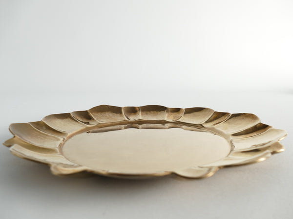 Art Deco Round Brass Tray by Firma Lars Holmström, Sweden 1950's