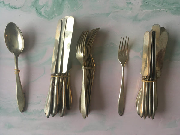 Art Deco Golden Dirigold Cutlery, Sweden 1920's