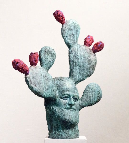 Nopal II | Bust of Ernest Hemingway & Nopal cactus by Victor Saletti