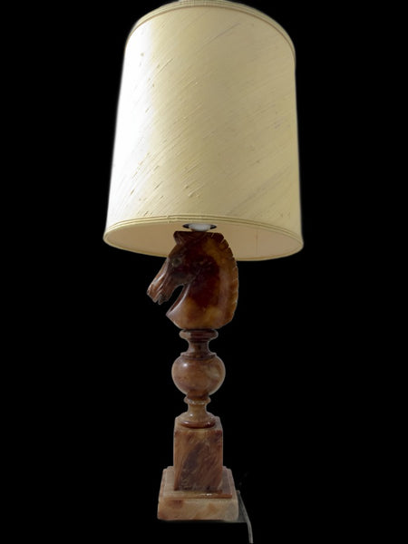 Horse Table Lamp in Brown Alabaster, Nordiska Kompaniet