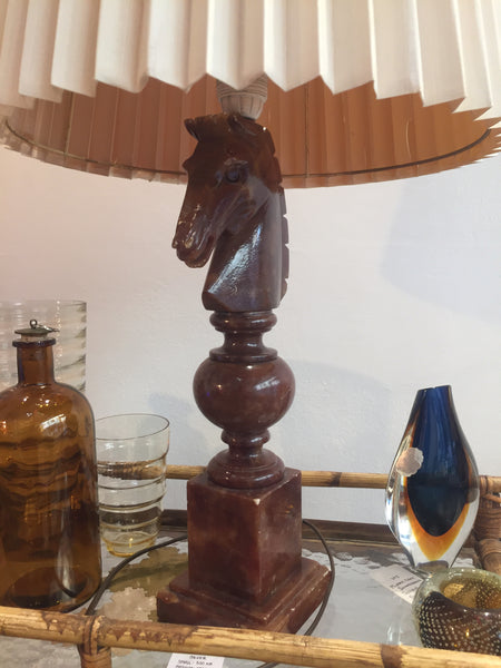 Horse Table Lamp in Brown Alabaster, Nordiska Kompaniet